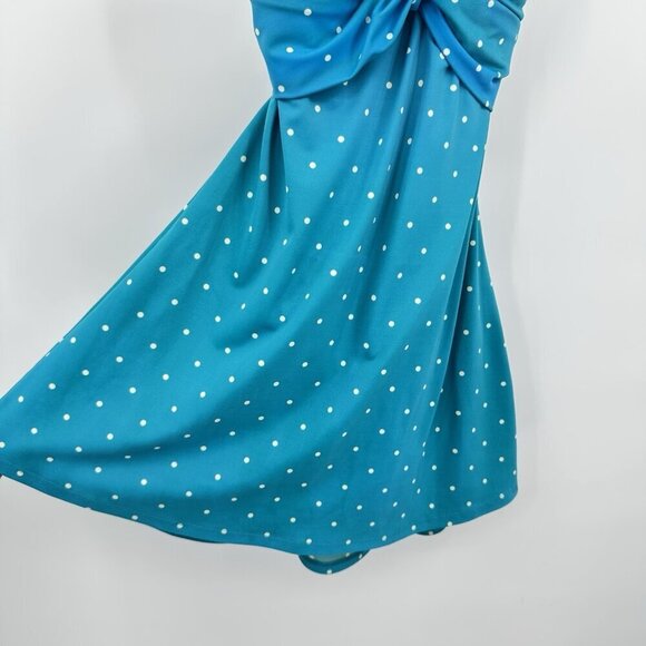 LL BEAN one piece swimsuit padded cups polka dot skirt criss cross modest 6 - Picture 4 of 11